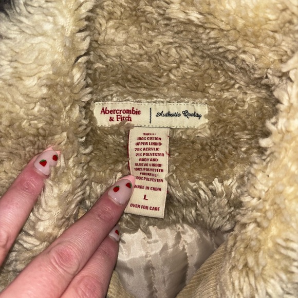 Abercrombie & Fitch Cream Sherpa Jacket Size Large A00319 - Picture 3 of 12